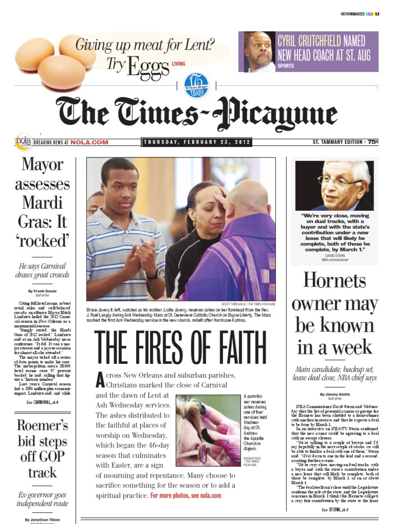 Times Picayune The Fires of Faith PDF New Orleans Newspaper And