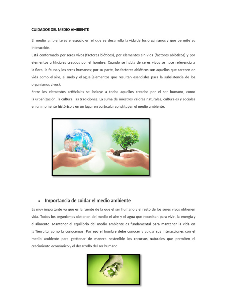 Acciones para Cuidar el Medio Ambiente | PDF | Entorno natural | Fauna