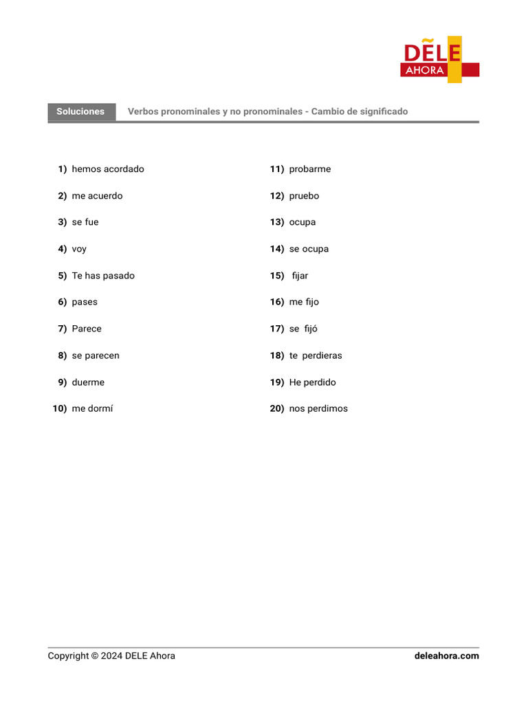 Verbos pronominales y su significado | PDF