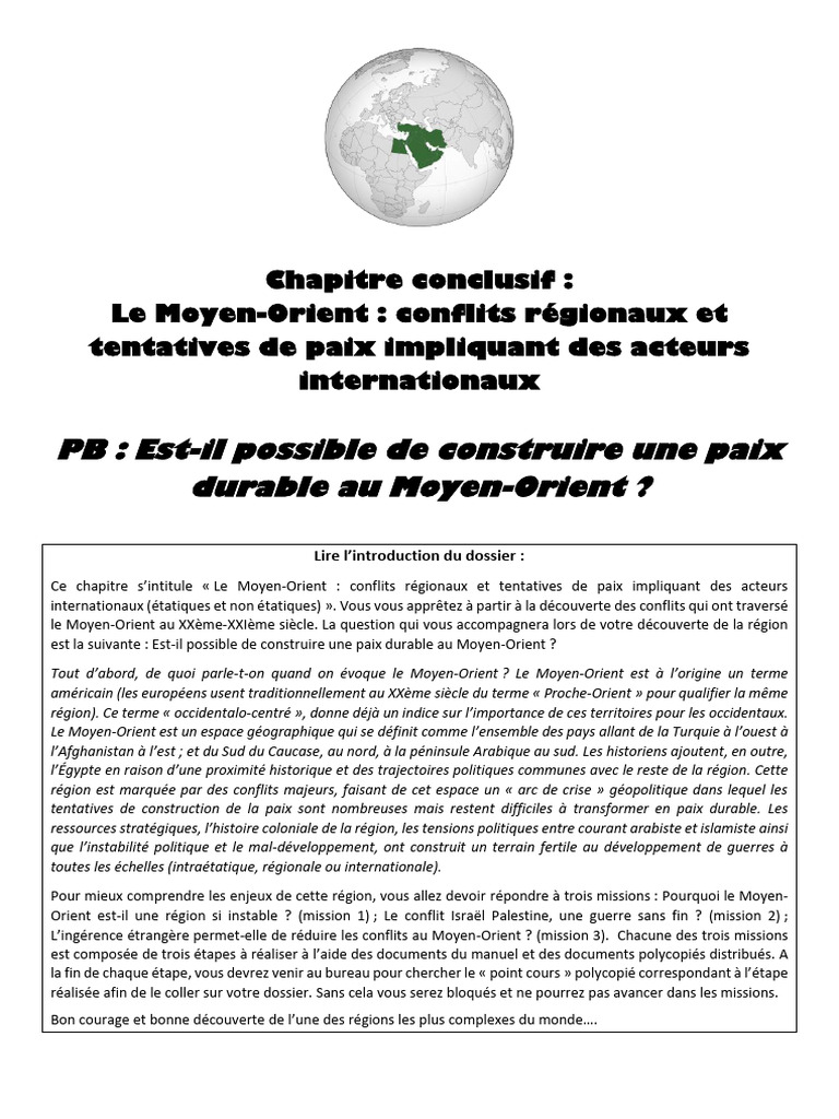 Conflit au moyen orient PDF Organisation de libération de la