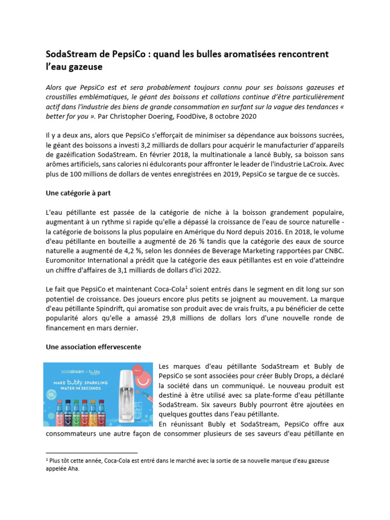 SodaStream : tendances et opportunités | PDF | Eau gazeuse | Boisson