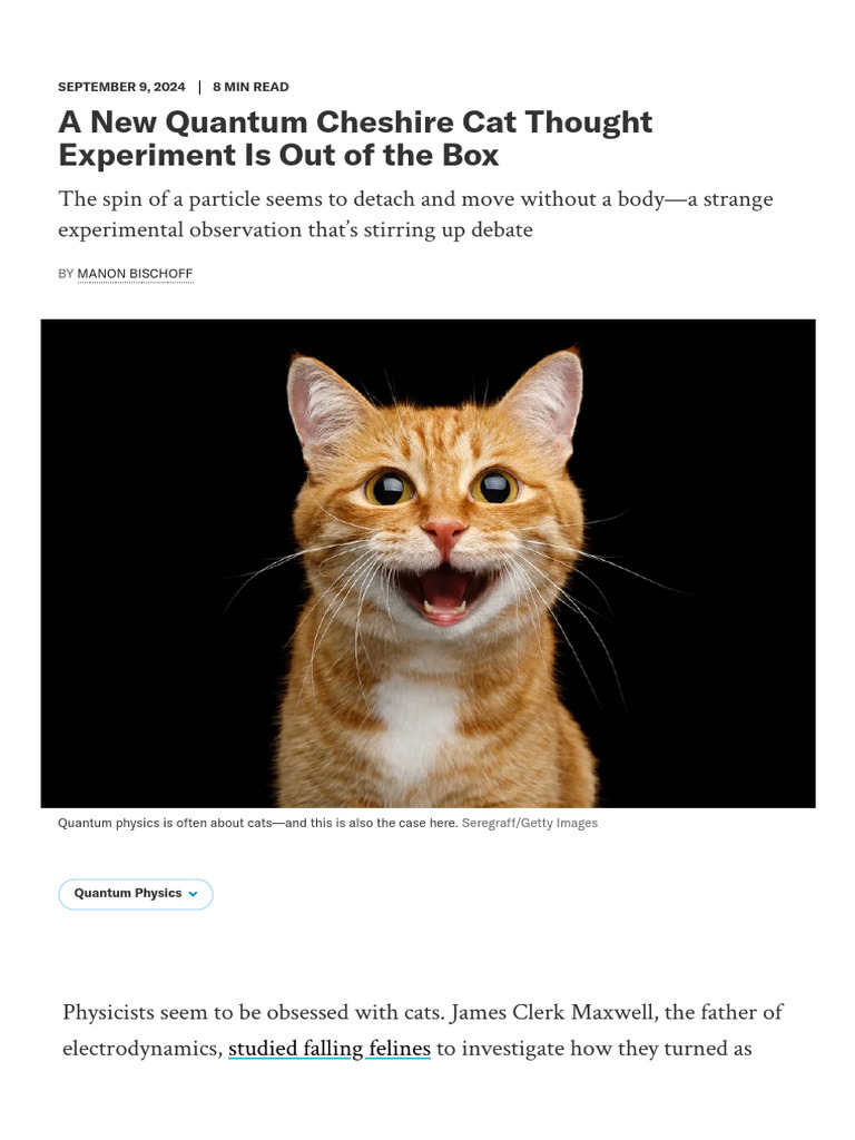 A New Quantum Cheshire Cat Thought Experiment Is Out of The Box ...