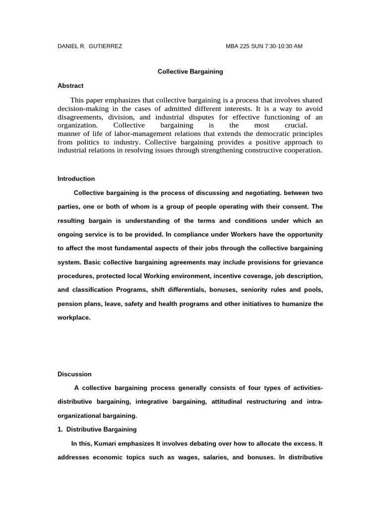 Understanding Collective Bargaining Process | PDF | Collective ...