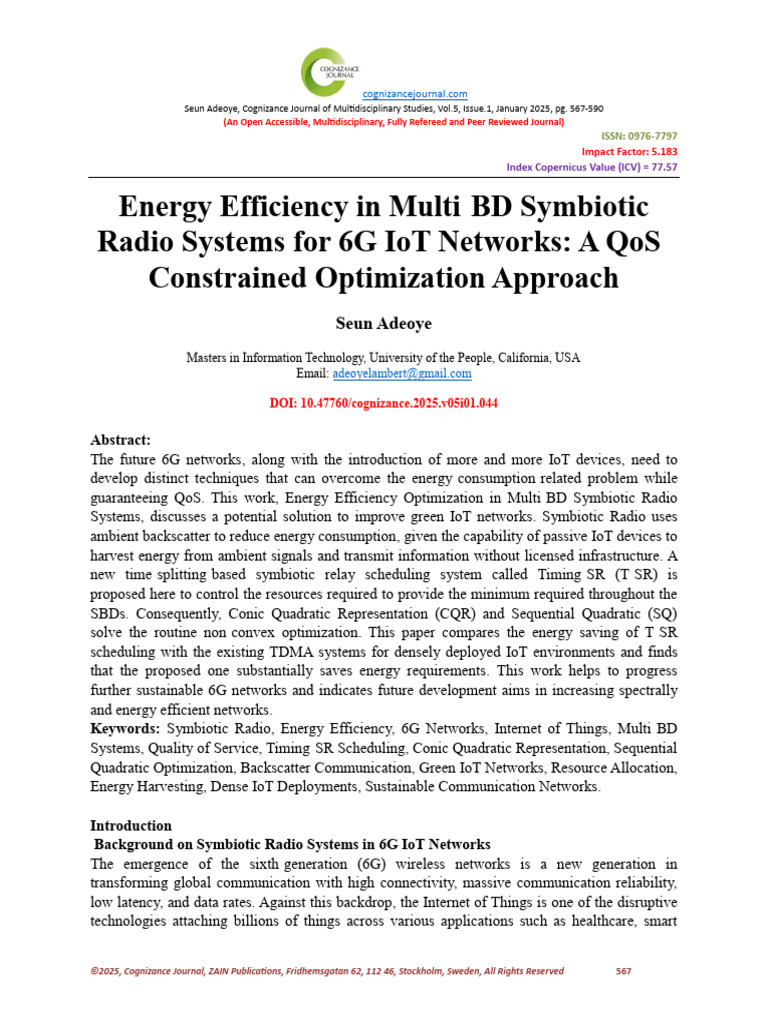 Energy Efficiency in 6G IoT Networks | PDF | Mathematical Optimization ...