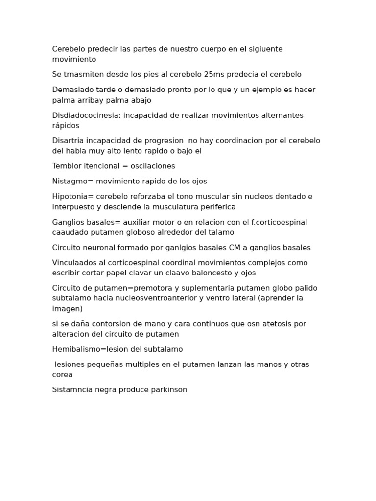 Cerebelo Predecir Las Partes de Nuestro Cuerpo en El Sigiuente ...