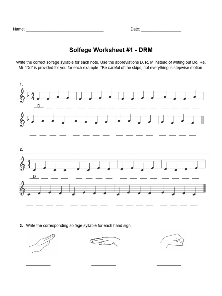 Solfege Worksheet #1 DRM PDF