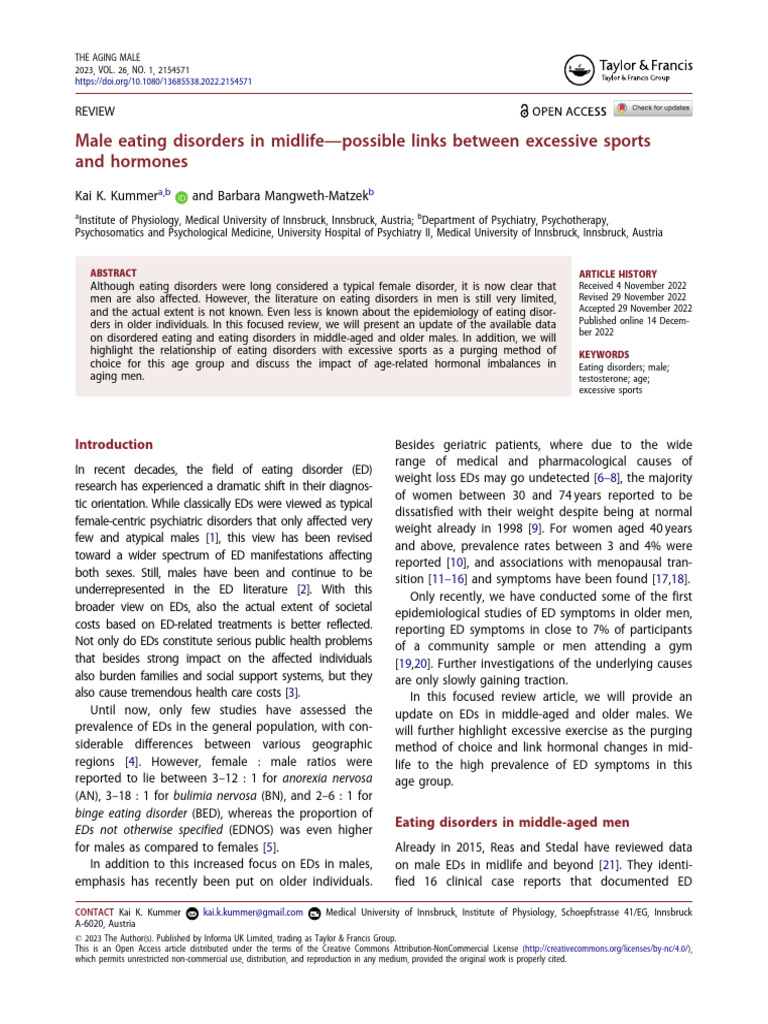 Male Eating Disorders in Midlife-Possible Links Be | PDF | Bulimia ...