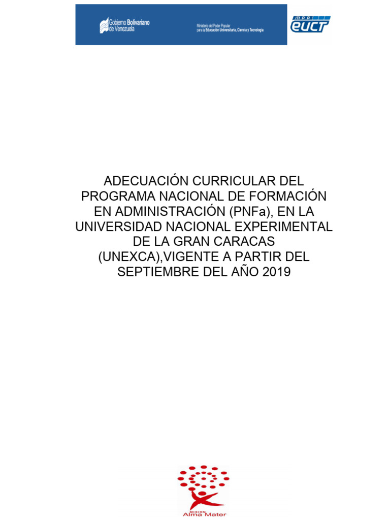 Malla Curricular PNFa UNEXCA 2019 | PDF | Datos | Estadísticas