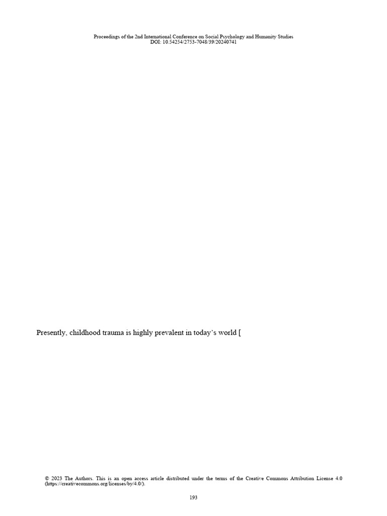 Effects of Early Childhood Trauma On Adult Mental Health | PDF ...