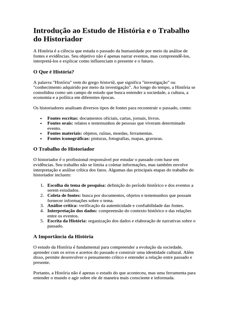 Introdução ao Estudo da História | PDF