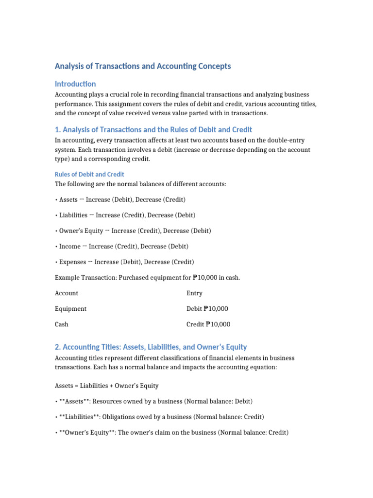 Accounting_Assignment | PDF | Debits And Credits | Expense