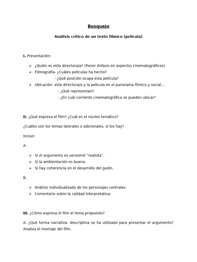 Bosquejo Analisis Filmico PSIC 3006 | PDF
