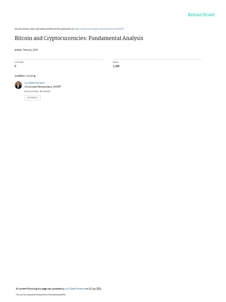 Bitcoin And Cryptocurrencies Fundamental Pdf Cryptocurrency