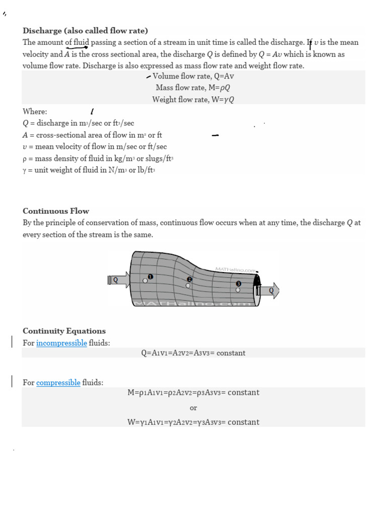 Volume Flow Rate or Discharge q251 | PDF | Fluid Dynamics | Discharge ...