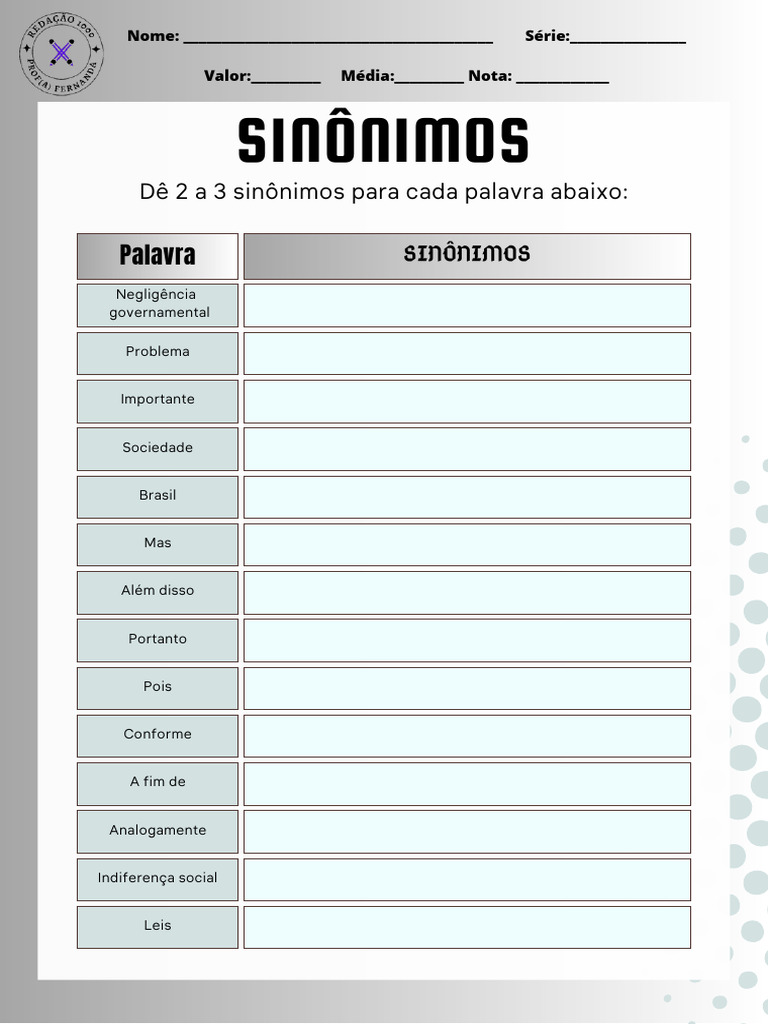 Sinônimos de Palavras Comuns em Português | PDF