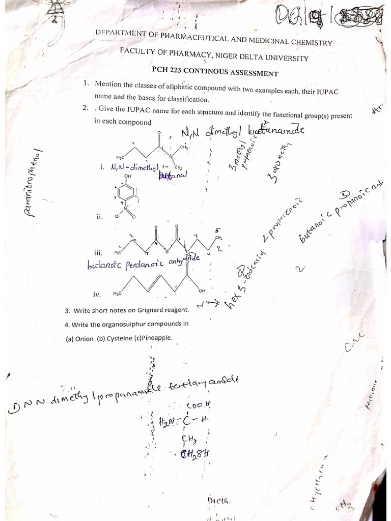 PCH 223 Past Questions | PDF