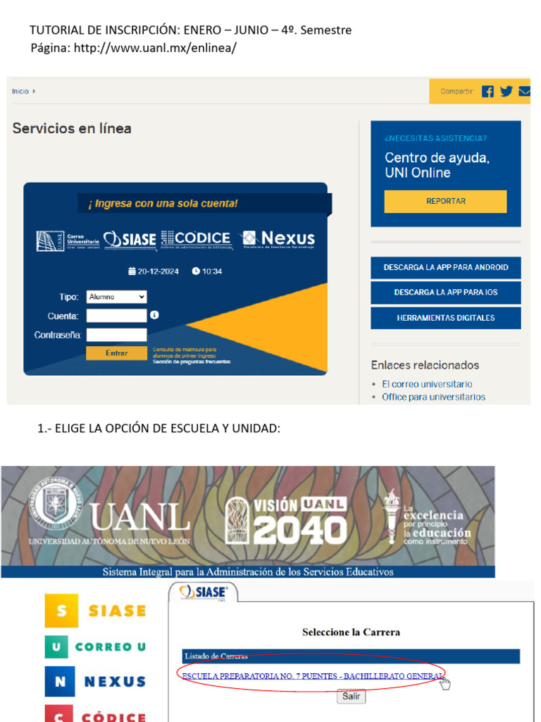 Instrucciones para Inscripción SIU UTEP | PDF