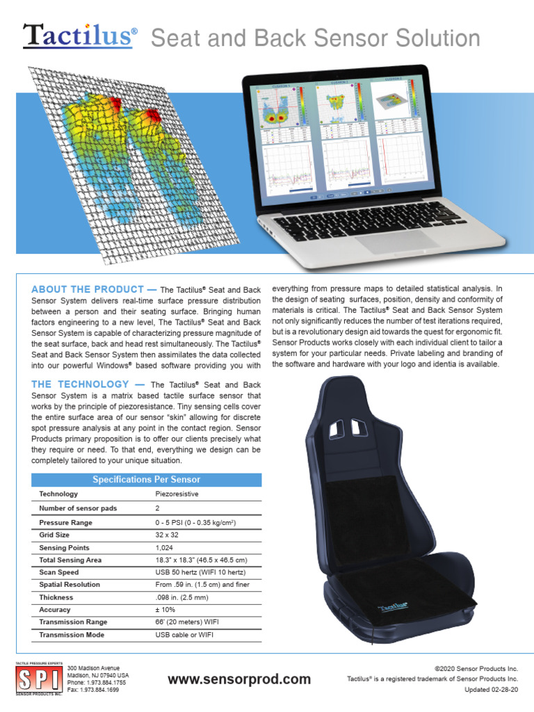 Tactilus Seat and Back Sensor Solution | PDF | Sensor