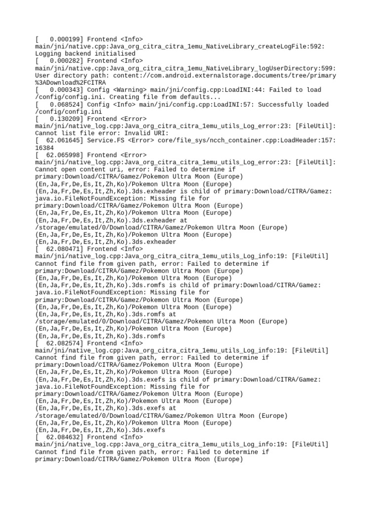 Citra Emulator Log Analysis Report | PDF | Computing | System Software
