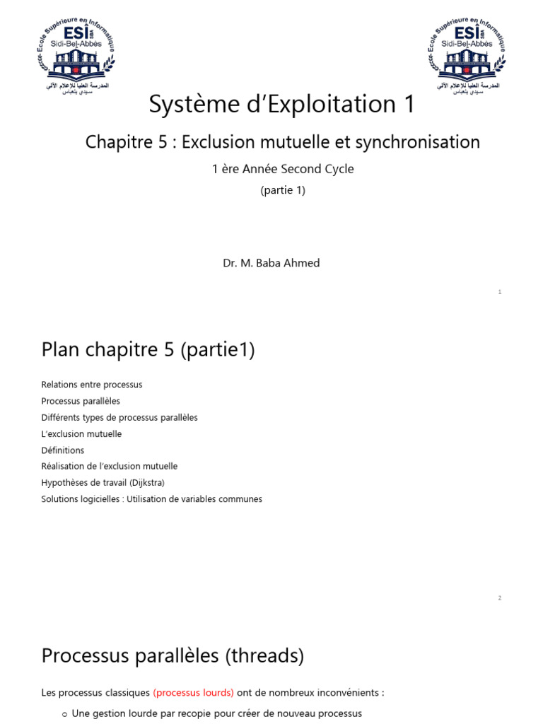 Exclusion Mutuelle et Synchronisation des Threads | PDF | Parallélisme ...