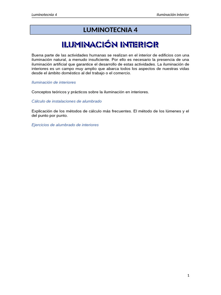 Guía de Iluminación Interior y Cálculo | PDF | Encendiendo | Color