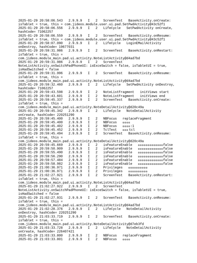 Tablet Activity Lifecycle Logs | PDF