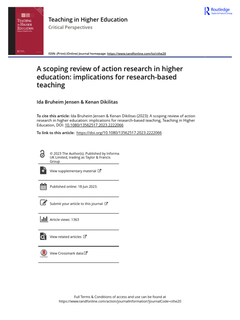 Action Research in Higher Education Review | PDF | Methodology | Pedagogy