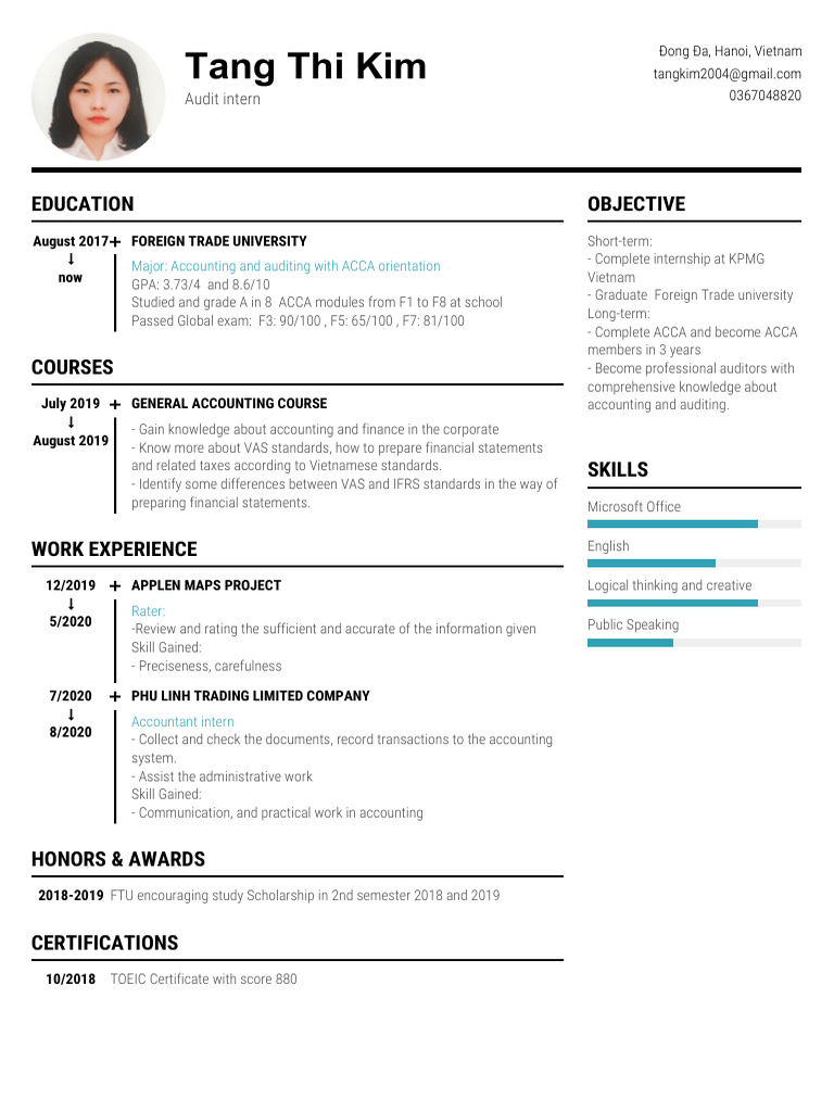 Tang Thi Kim - CV | PDF | Accounting | Audit