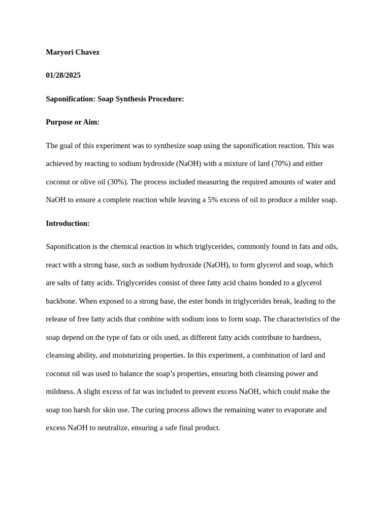 PDF SAPONIFICATION PROCESS AND SOAP CHEMISTRY visual data 5