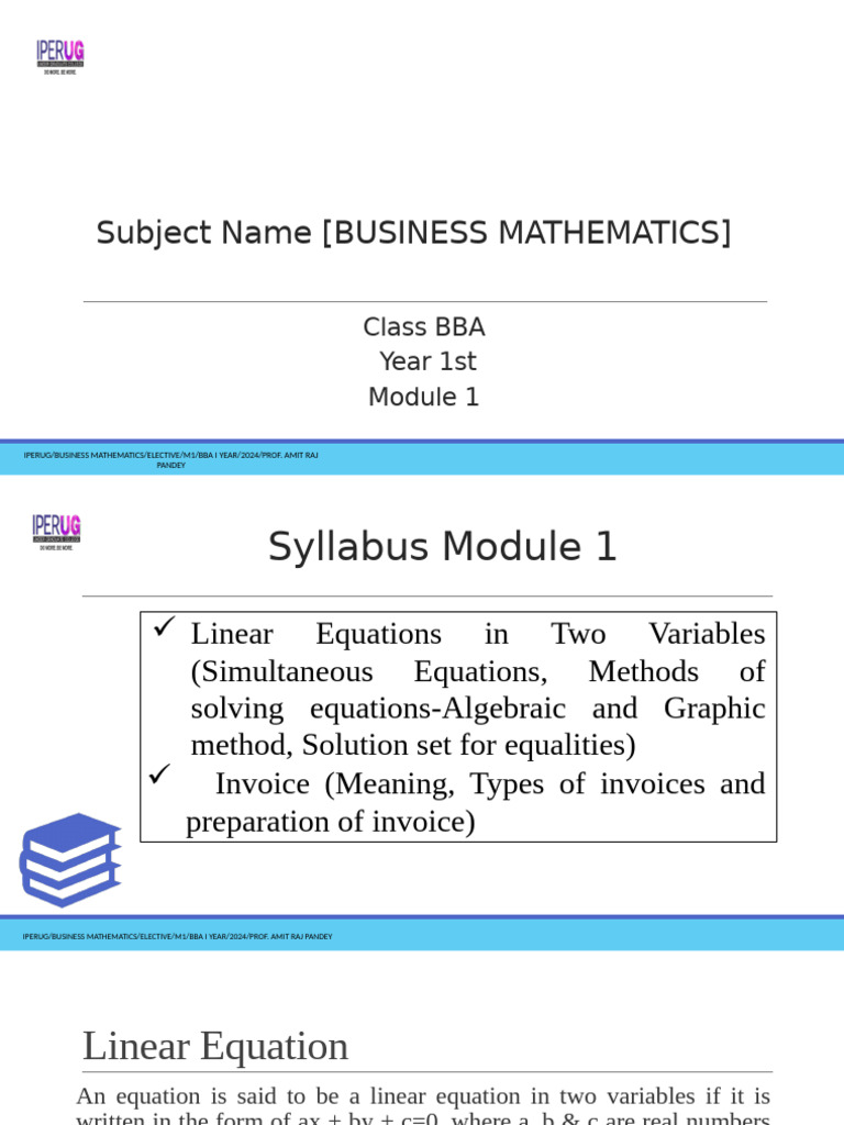 Business Mathematics Syllabus Overview | PDF | Equations | Variable ...