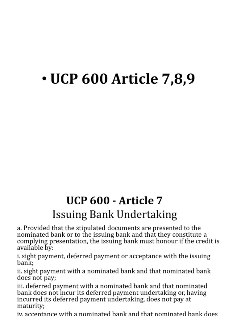 UCP 600 Article 7 PDF