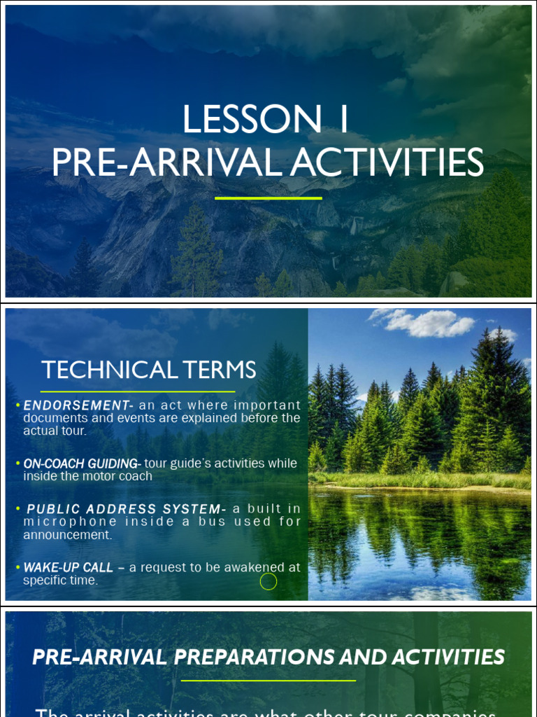 Pre-Arrival Tour Guide Activities | PDF | Psychology