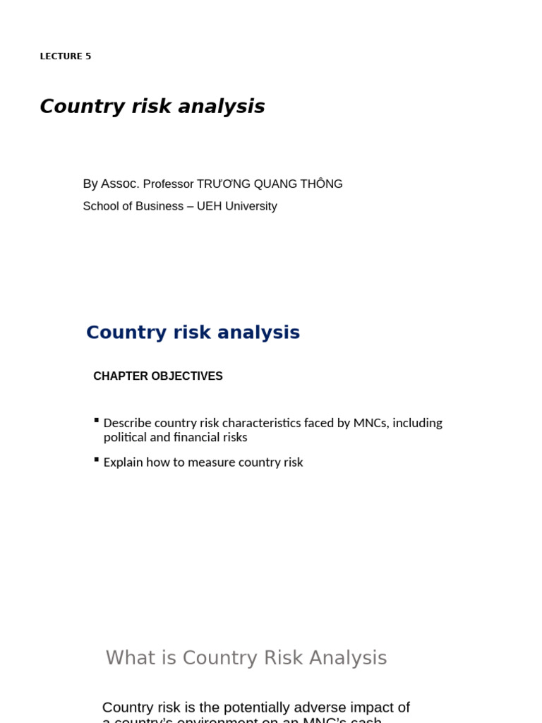 Lecture 5 Country Risk Analysis | PDF | Risk | Financial Risk