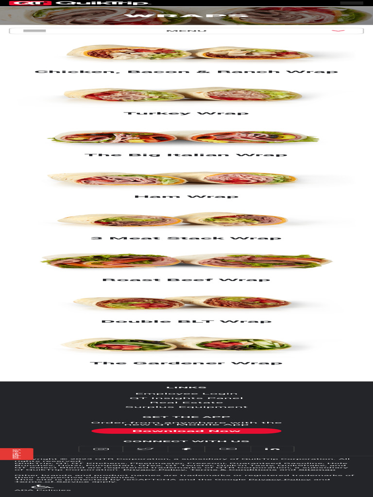 QuikTrip Wraps Menu Overview | PDF