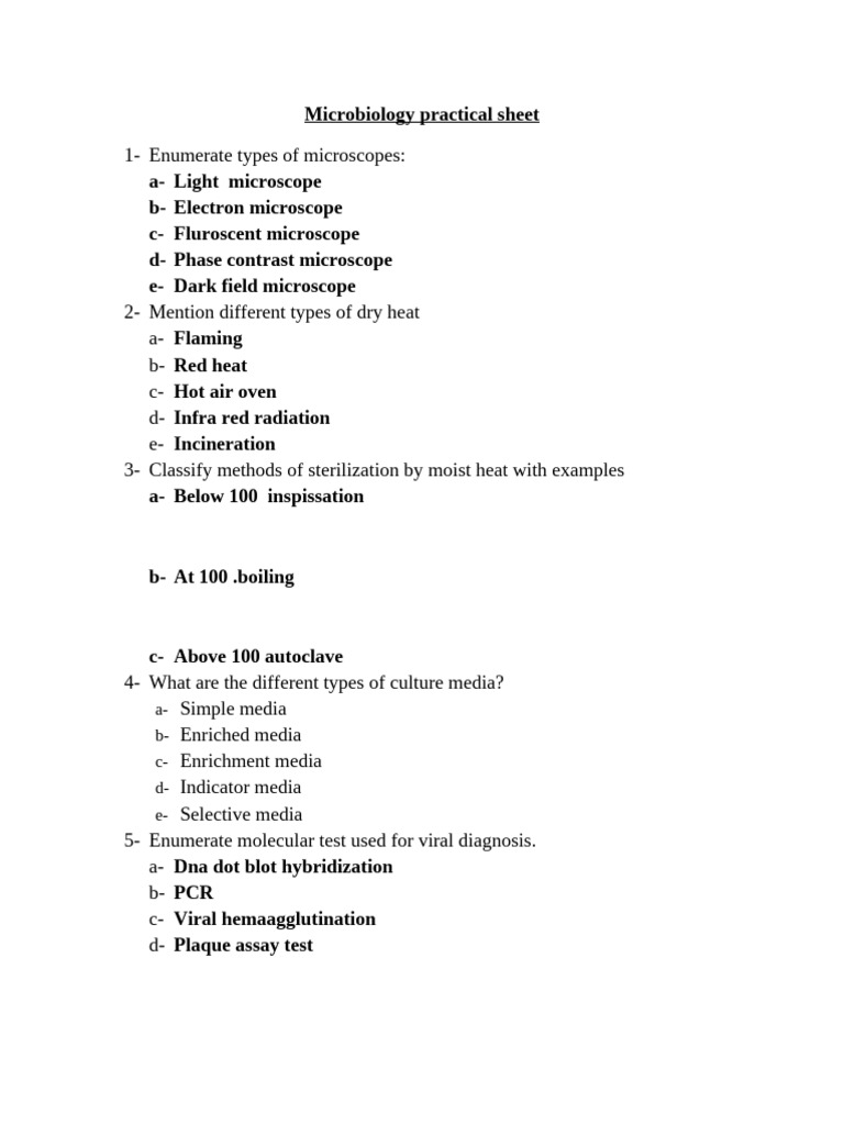 practical sheet BSM | PDF | Microbiology