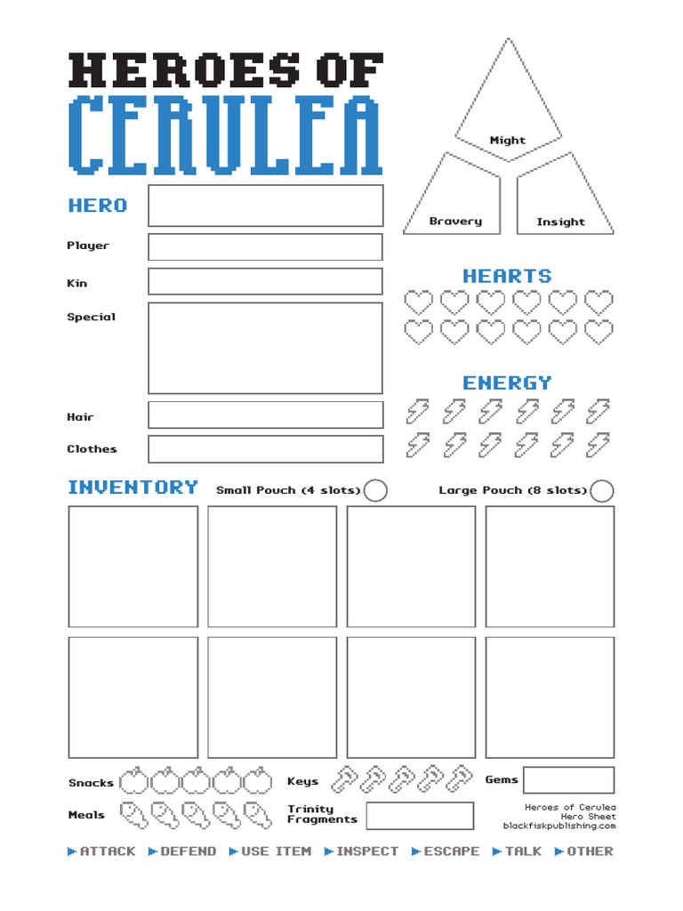 Heroes of Cerulea – Hero Sheet (Print) | PDF