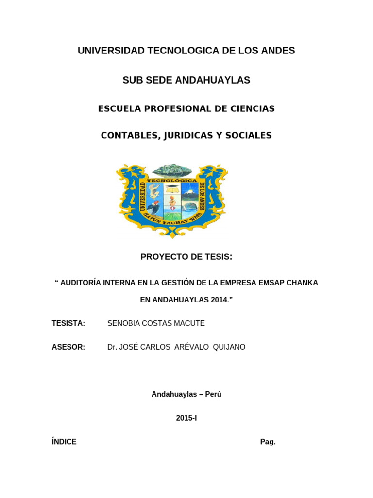Auditoría Interna en EMSAP Chanka | PDF | Cognición | Observación