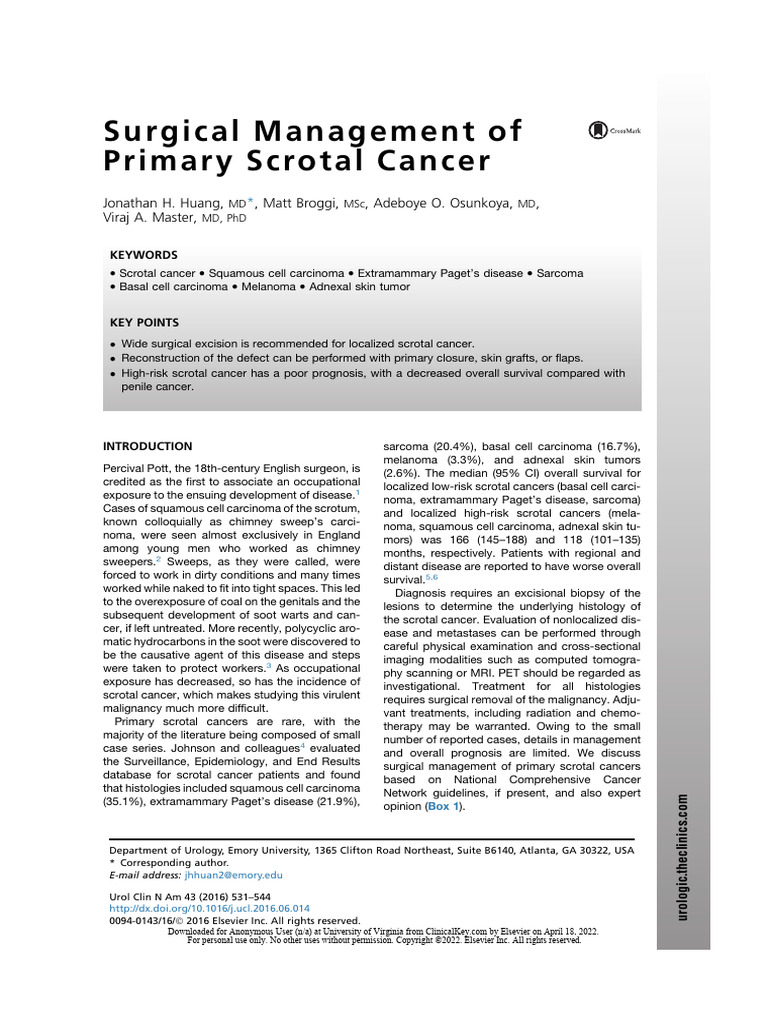 Scrotal Cancer Surgical Management | PDF | Melanoma | Radiation Therapy