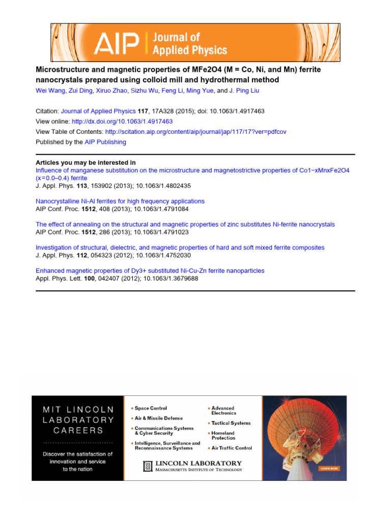 2015 Microstructure and Magnetic Properties of MFe2O4 (M Co, Ni, and MN ...
