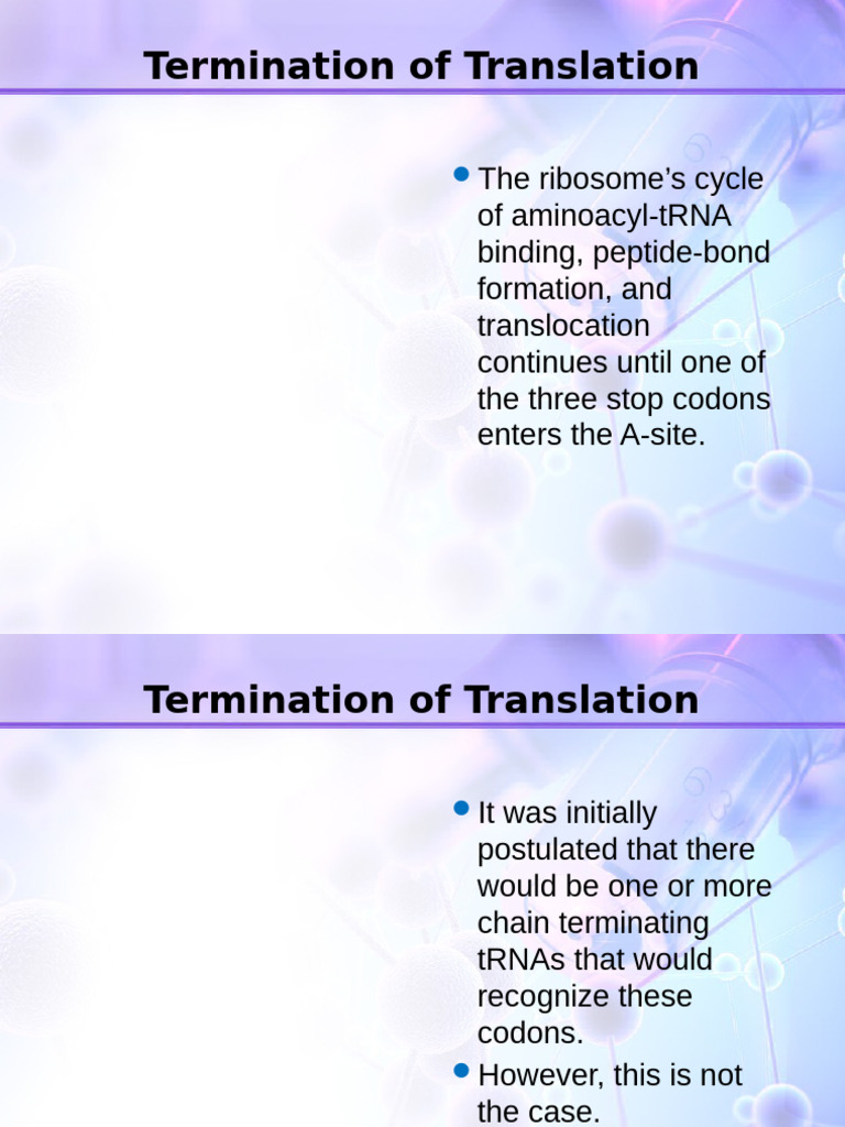 56-Termination of Translation | PDF | Translation (Biology) | Ribosome