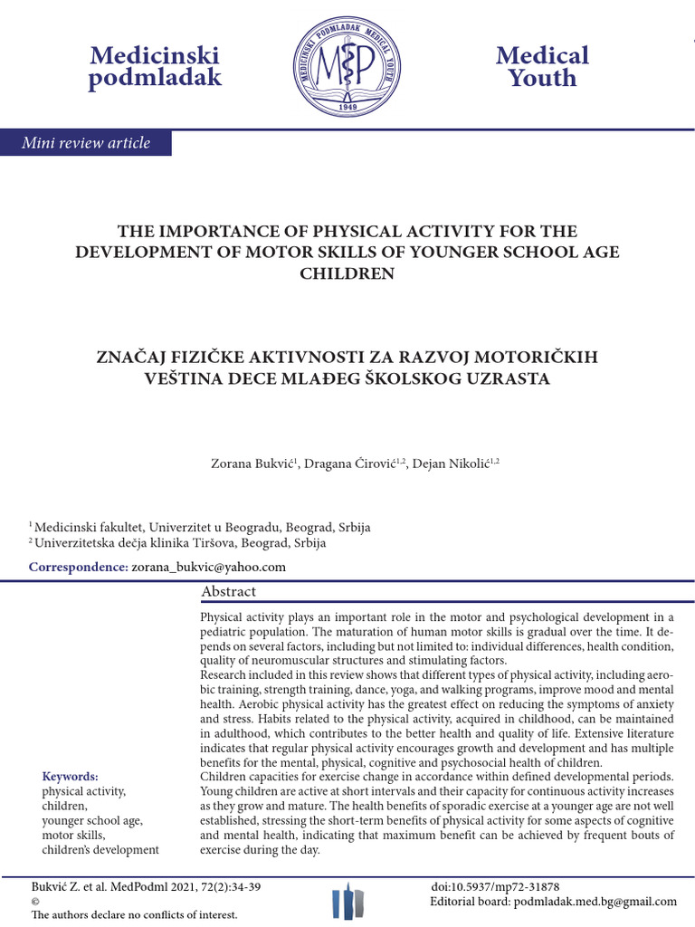 Importance of Physical Activity in Children | PDF | Child Development ...