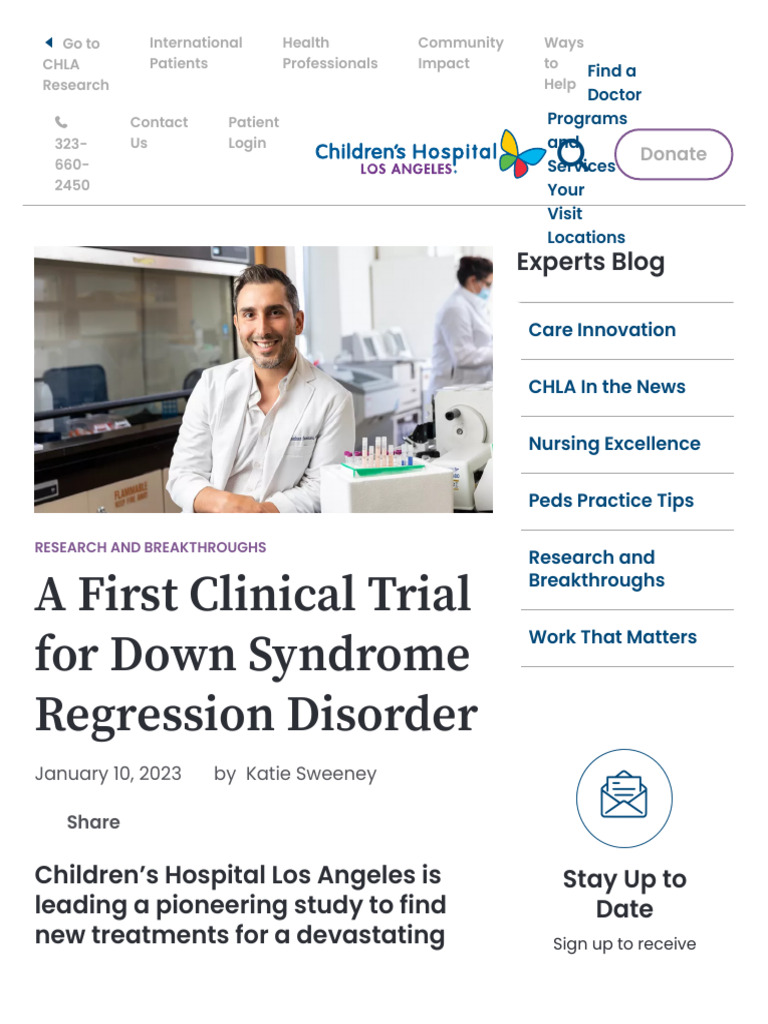 A First Clinical Trial For Down Syndrome Regression Disorder - Children ...
