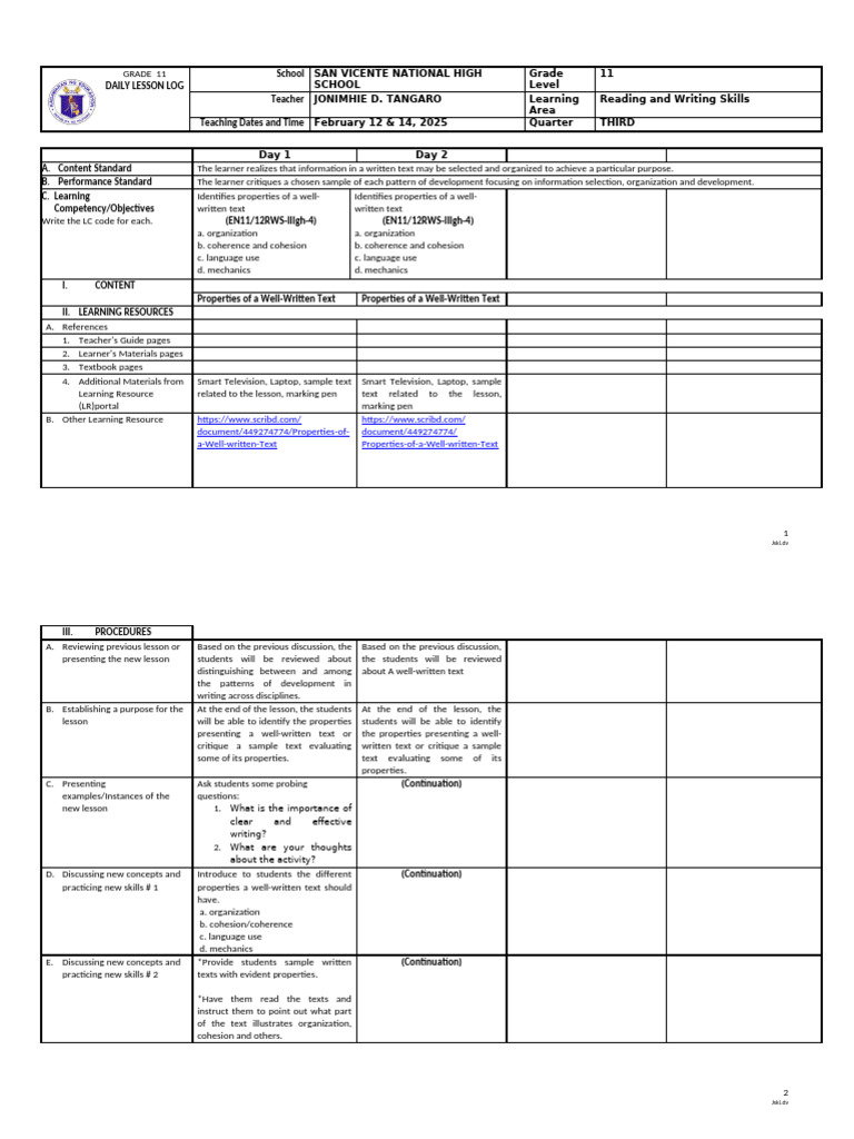 Reading and Writing DLL | PDF | Learning | Teaching