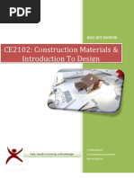 CE2102: Construction Materials & Introduction To Design: Rgu Iiit Nuzvid