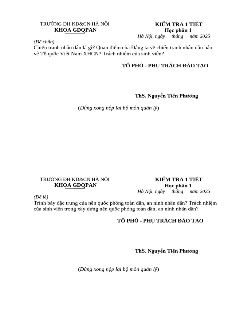 ĐỀ KT 1 | PDF