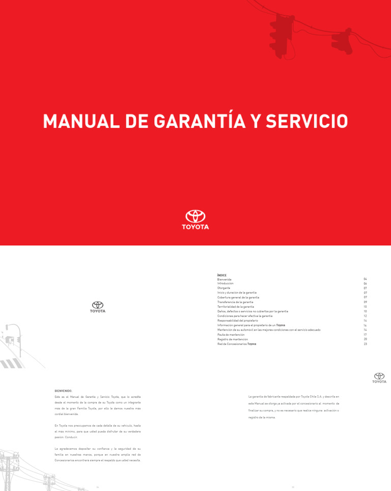 Manual de Garantía y Servicio Toyota | PDF