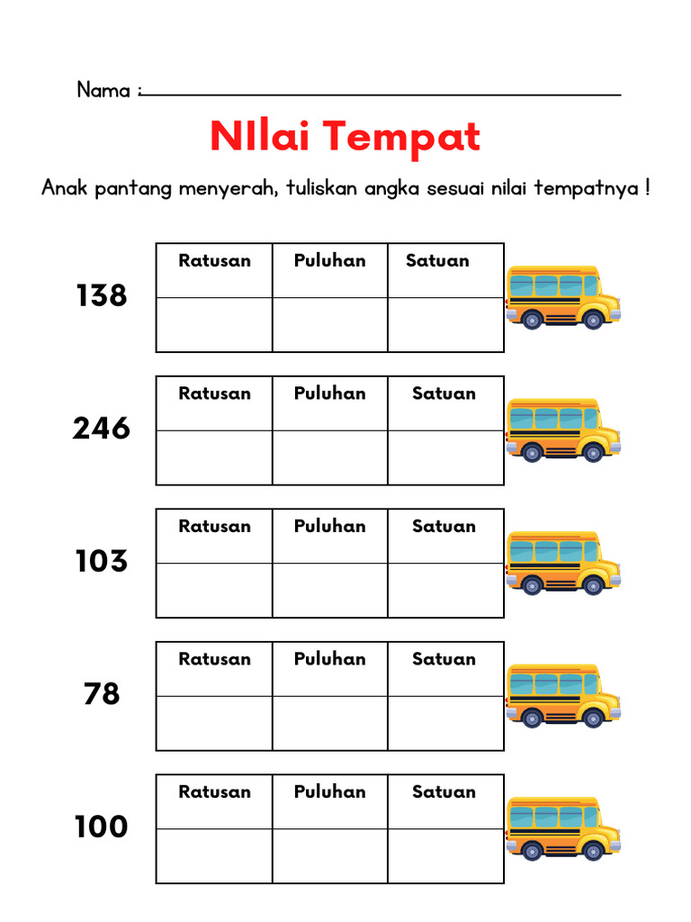 Nilai Tempat Ratusan | PDF