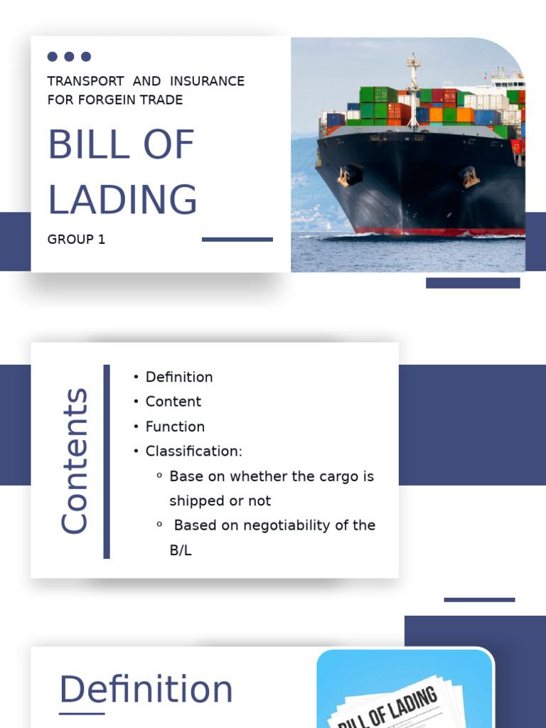 Transport and Insurance | PDF | Bill Of Lading | Cargo