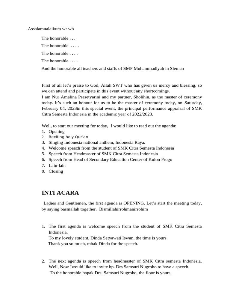 Appraisal Event at SMK Citra Semesta | PDF