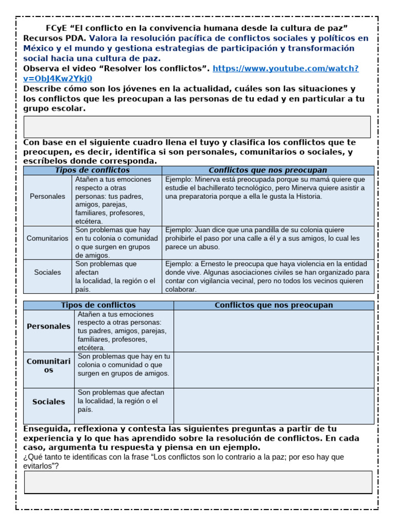 Cultura de paz y resolución de conflictos | PDF | Derechos humanos